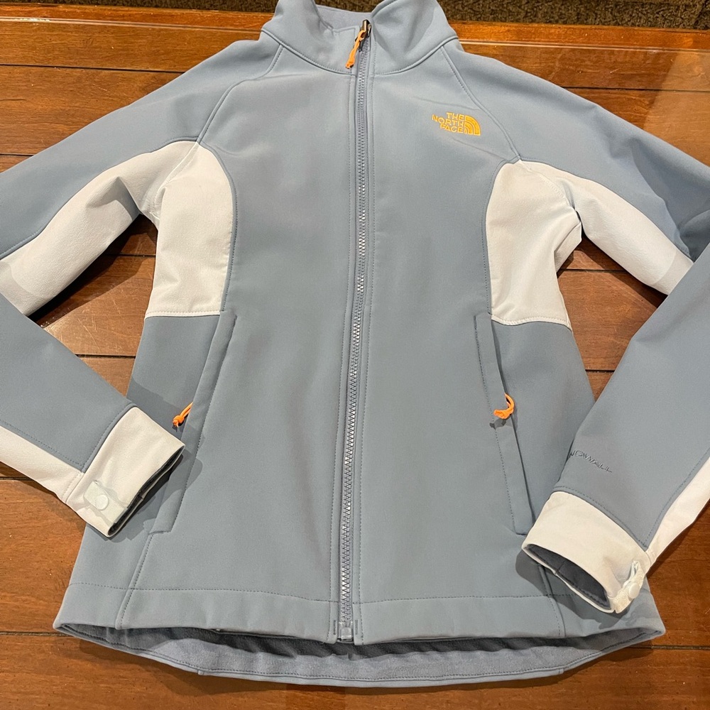 The North Face Kids Jacket - Gray and White with Orange Accent  mint!